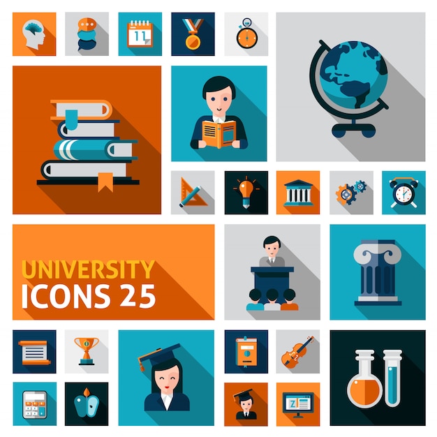 Vector gratuito conjunto de iconos de la universidad