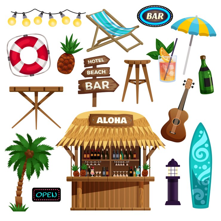 Vector gratuito conjunto de iconos de vacaciones de verano