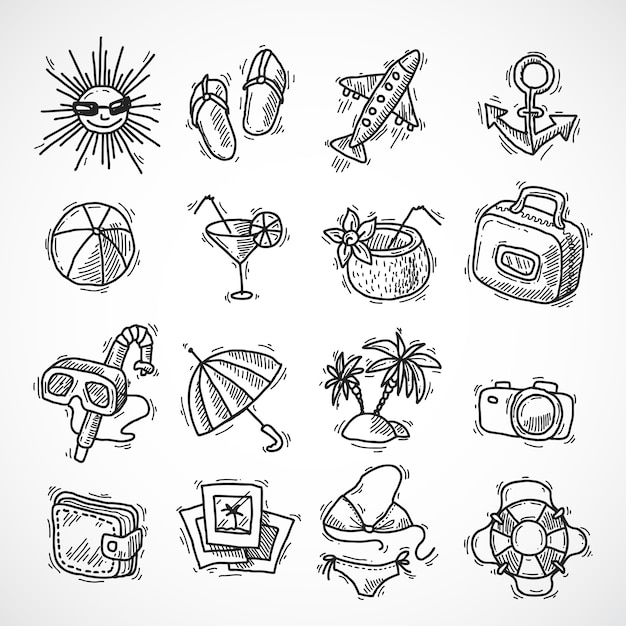 Conjunto de iconos de vacaciones de verano