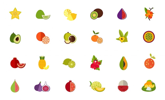 Vector gratuito conjunto de iconos de variedad de frutas