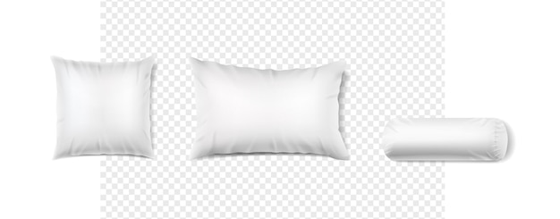 conjunto de iconos de vector realista Maqueta de almohada en vista frontal Elemento de diseño para marcas de spa y salones Almohada cuadrada rectangular y de refuerzo