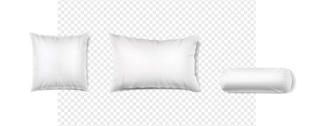 conjunto de iconos de vector realista Maqueta de almohada en vista frontal Elemento de diseño para marcas de spa y salones Almohada cuadrada rectangular y de refuerzo