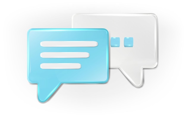 conjunto de iconos vectoriales Burbuja de chat en mensaje blanco y azul y mensajes de texto