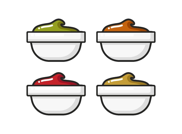 Vector gratuito conjunto de iconos vectoriales elemento de diseño logotipo anuncio y pancartas salsa ketchup mostaza mayonesa