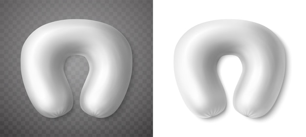 conjunto de iconos vectoriales realistas Almohada de viaje semicircular de cuello blanco
