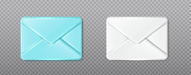 conjunto de iconos vectoriales Sobre de mensaje en blanco y azul aislado sobre fondo transparente