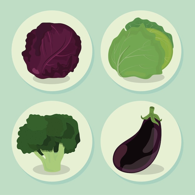 Vector gratuito conjunto de iconos vegetales