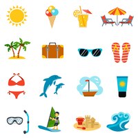 Vector gratuito conjunto de iconos de verano