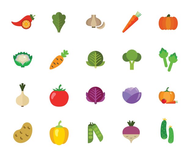 Conjunto de iconos de verduras