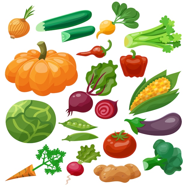 Vector gratuito conjunto de iconos de verduras