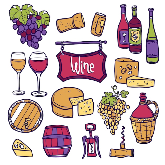 Conjunto de iconos de vino