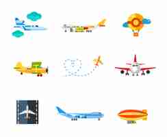 Vector gratuito conjunto de iconos de vuelo