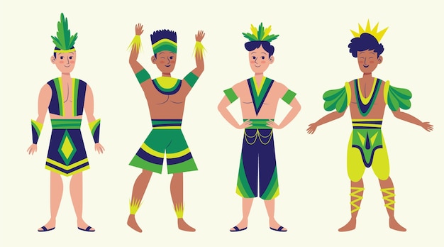 Conjunto de ilustración de bailarina de carnaval brasileño