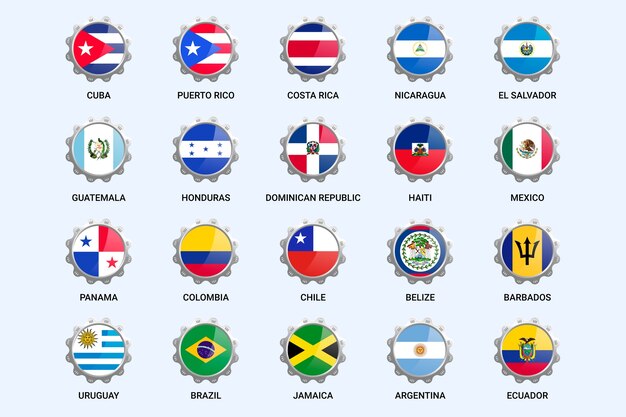 Conjunto de ilustración de banderas latam degradado