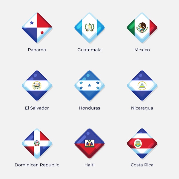 Conjunto de ilustración de banderas de latam de diseño plano