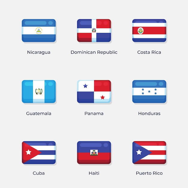 Conjunto de ilustración de banderas de latam de diseño plano