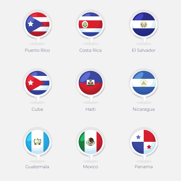 Conjunto de ilustración de banderas de latam de diseño plano