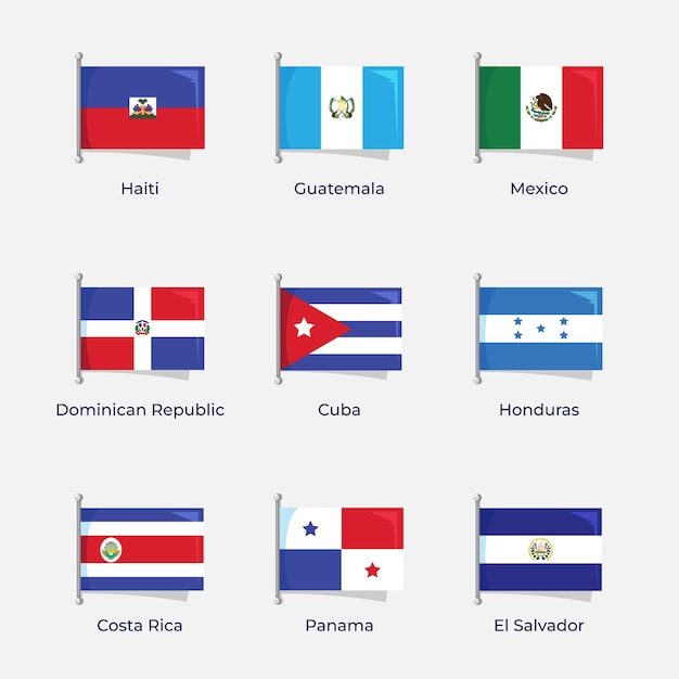 Conjunto de ilustración de banderas de latam de diseño plano