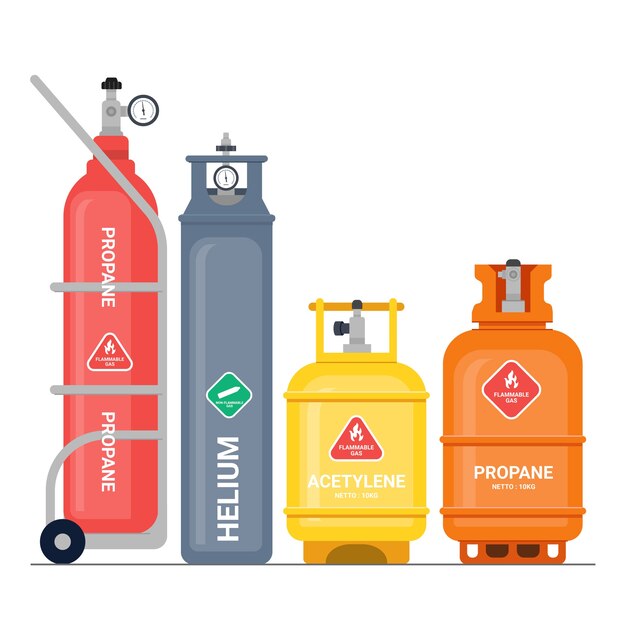 Conjunto de ilustración de cilindro de gas de diseño plano