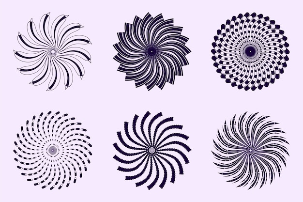 Conjunto de ilustración de círculo espiral plano