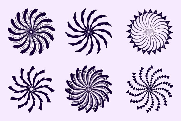 Conjunto de ilustración de círculo espiral plano