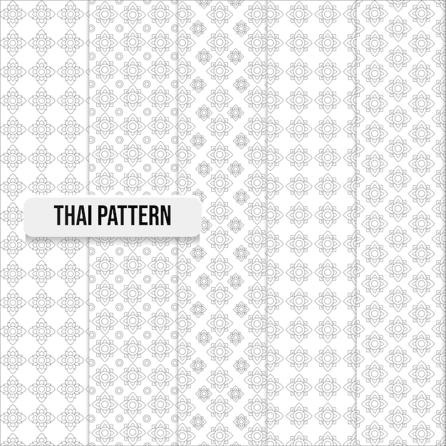 Vector gratuito conjunto de ilustración de concepto tradicional tailandés de patrones sin fisuras
