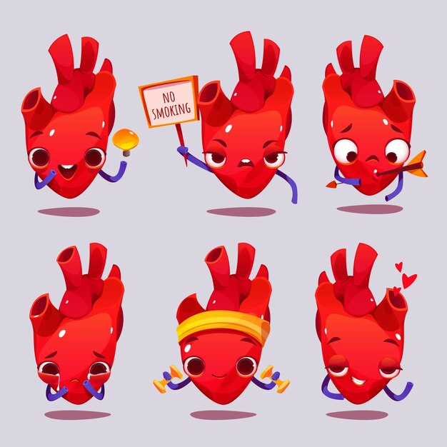 Conjunto de ilustración de corazón de estilo de dibujos animados