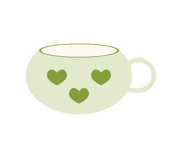 Conjunto de ilustración de dibujos animados de taza de té y café de porcelana colorida