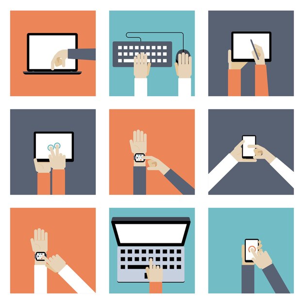 Conjunto de ilustración de dispositivos digitales.