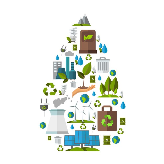 Conjunto de ilustración de ecología