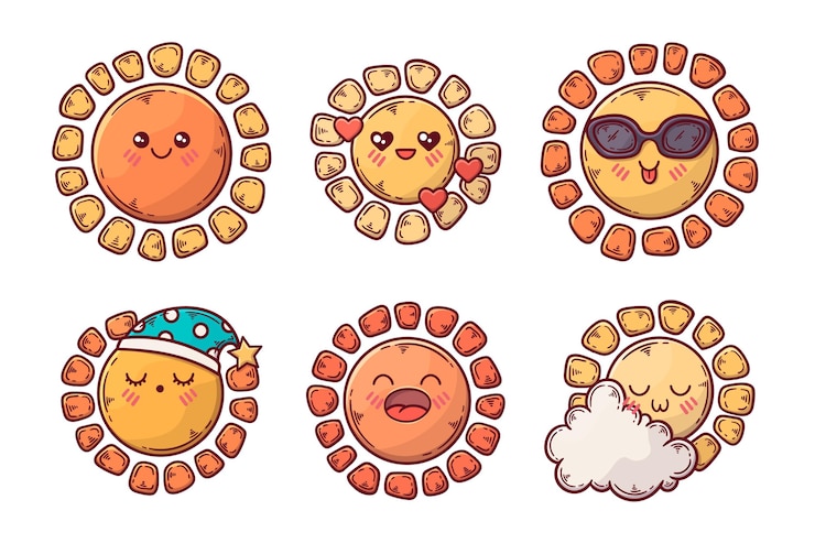Vector gratuito conjunto de ilustración de elementos de sol