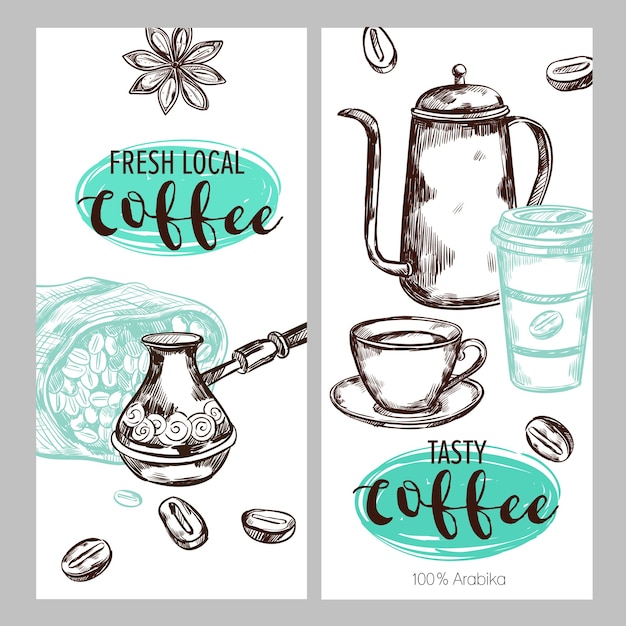 Vector gratuito conjunto de ilustración de embalaje de café