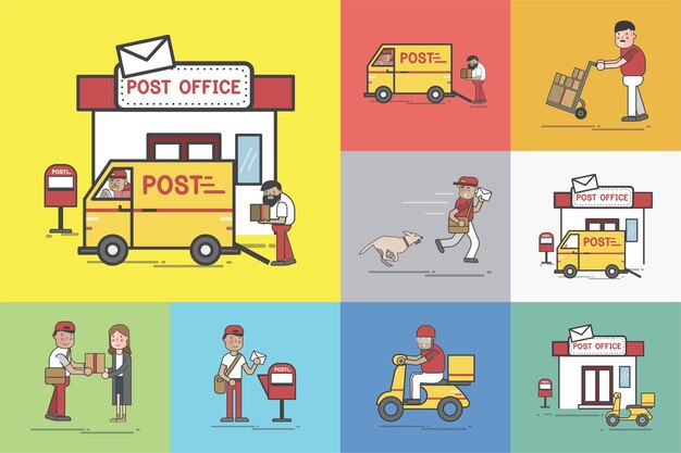 Conjunto de ilustración de entrega posterior