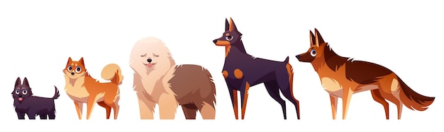 Conjunto de ilustración de icono de personaje de perro lindo de dibujos animados