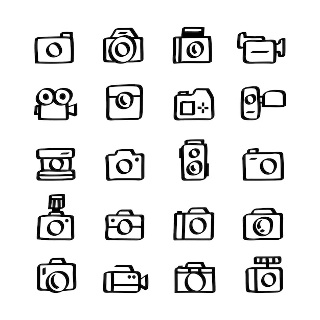 Conjunto de ilustración de iconos de cámara