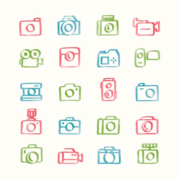 Conjunto de ilustración de iconos de cámara
