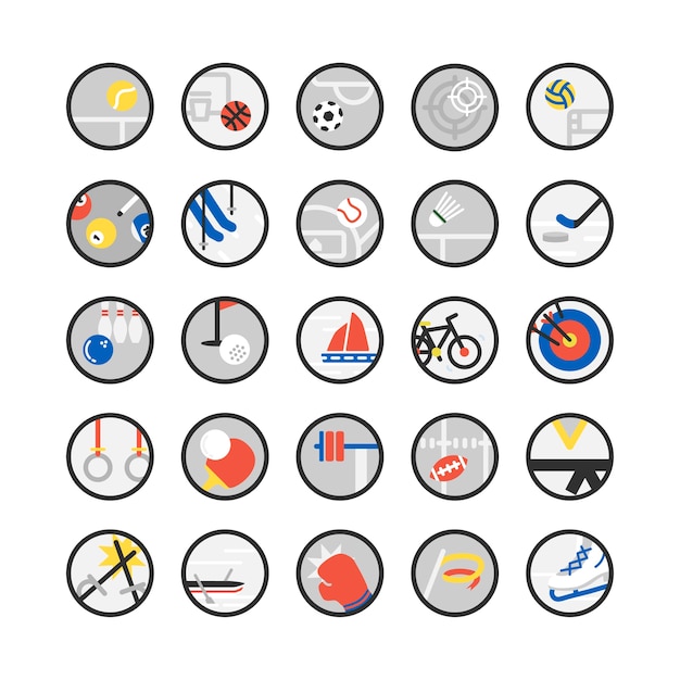 Vector gratuito conjunto de ilustración de iconos de deporte