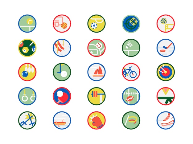 Conjunto de ilustración de iconos de deportes