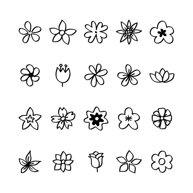 Conjunto de ilustración de iconos de flores