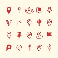 Vector gratuito conjunto de ilustración de iconos de pin de mapa