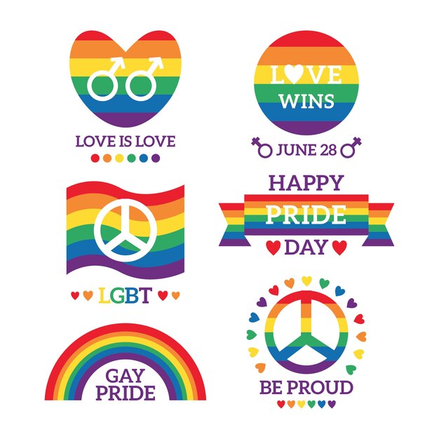 Conjunto de ilustración de insignias del día del orgullo