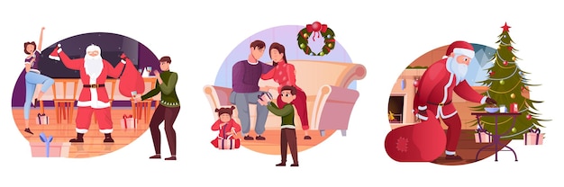 Vector gratuito conjunto de ilustración plana de navidad