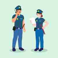 Vector gratuito conjunto de ilustración policial