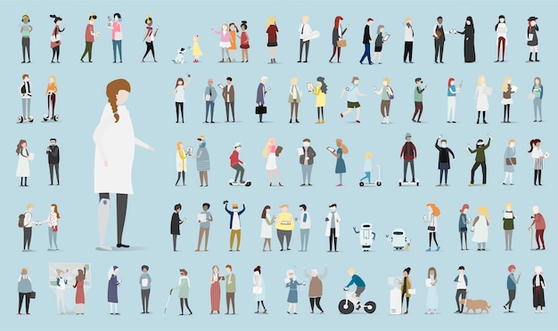 Conjunto de ilustración de vector avatar humano