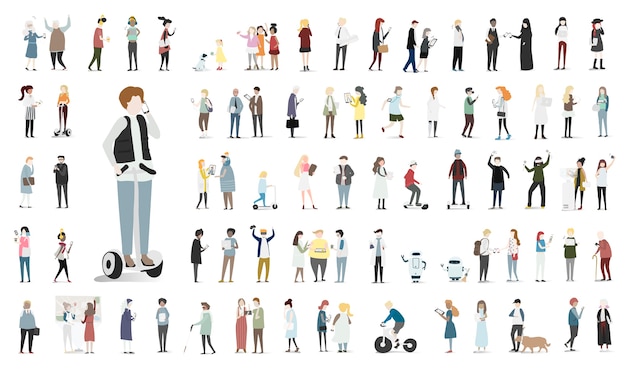 Conjunto de ilustración de vector avatar humano