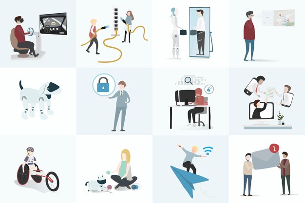 Conjunto de ilustración de vector avatar humano