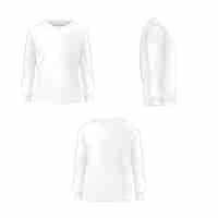 Vector gratuito conjunto de ilustración vectorial de una camiseta blanca con mangas largas.