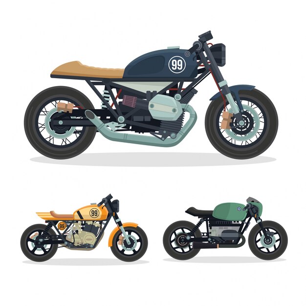 Conjunto de ilustración Vintage Vintage Cafe Racer