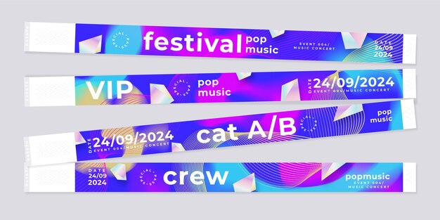 Conjunto de ilustraciones de brazaletes de eventos de gradiente