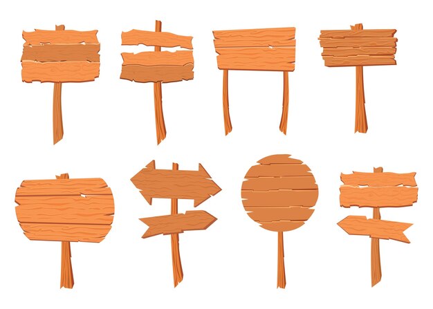 Conjunto de ilustraciones de cantos de madera de diferentes formas.